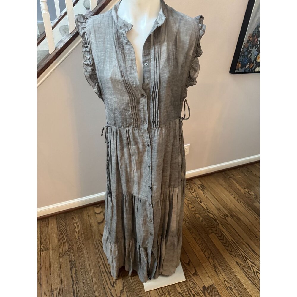 Seventy Venezia Italy Ruffled Tiered Maxi Dress Grey Size 40 / 8